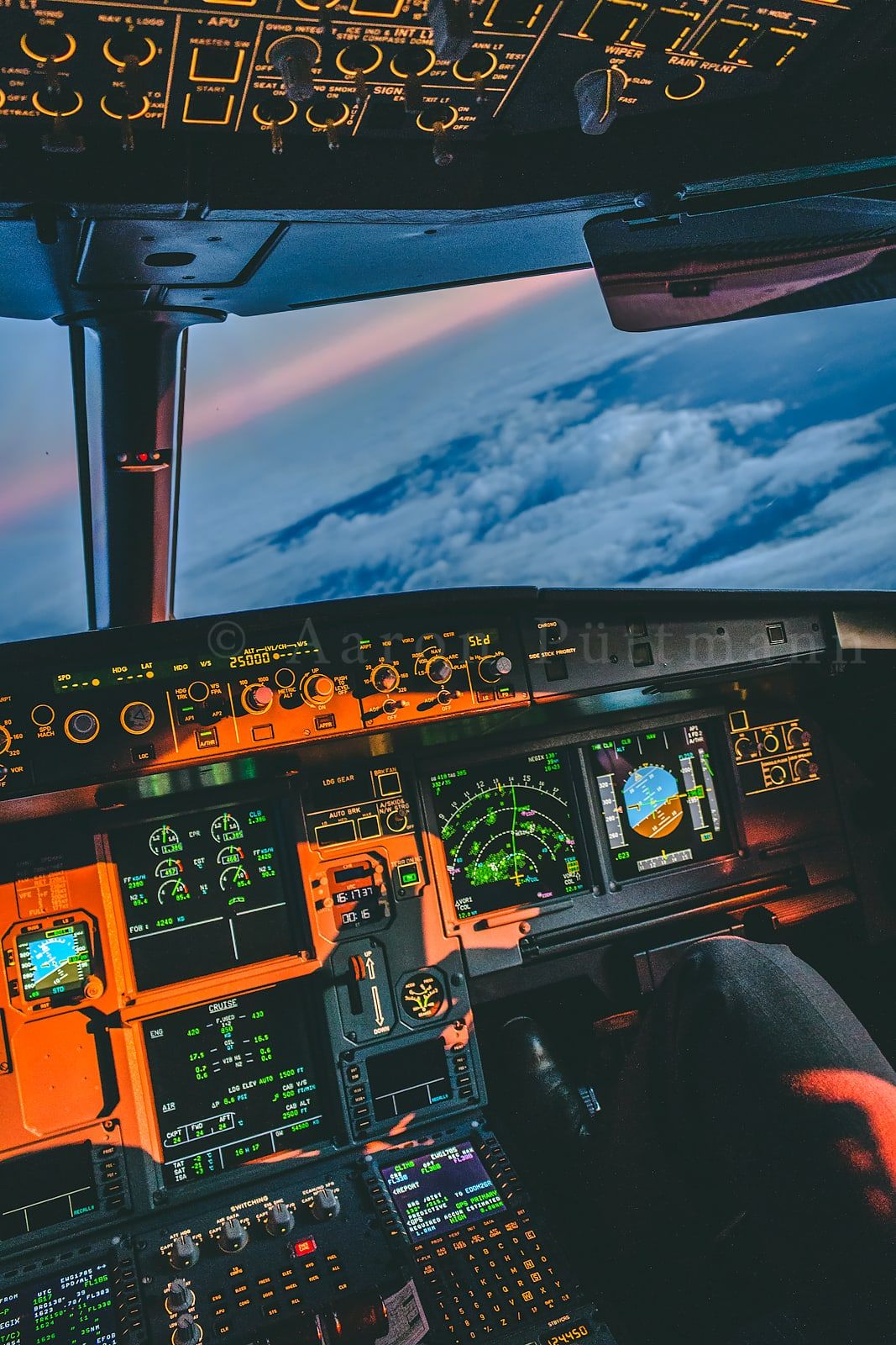 An Awesome A320 Cockpit Sunset Wallpaper