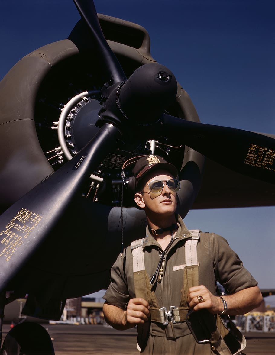 HD wallpaper: man standing in front of the airplane, pilot