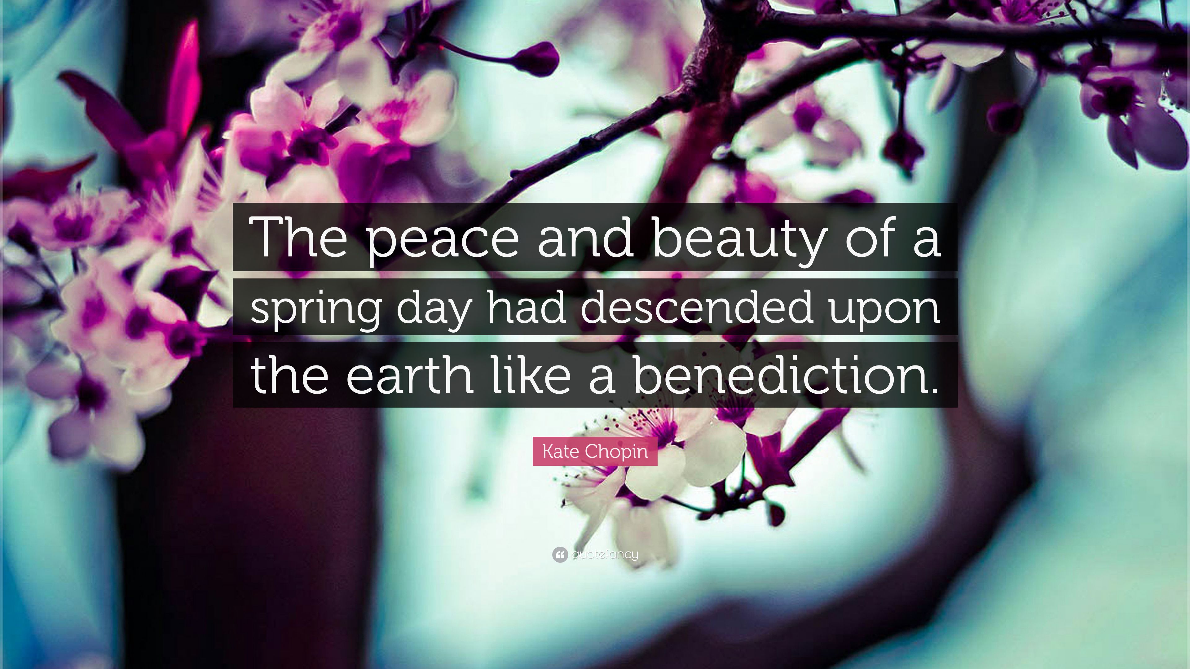 Kate Chopin Quote: “The peace and beauty of a spring day had