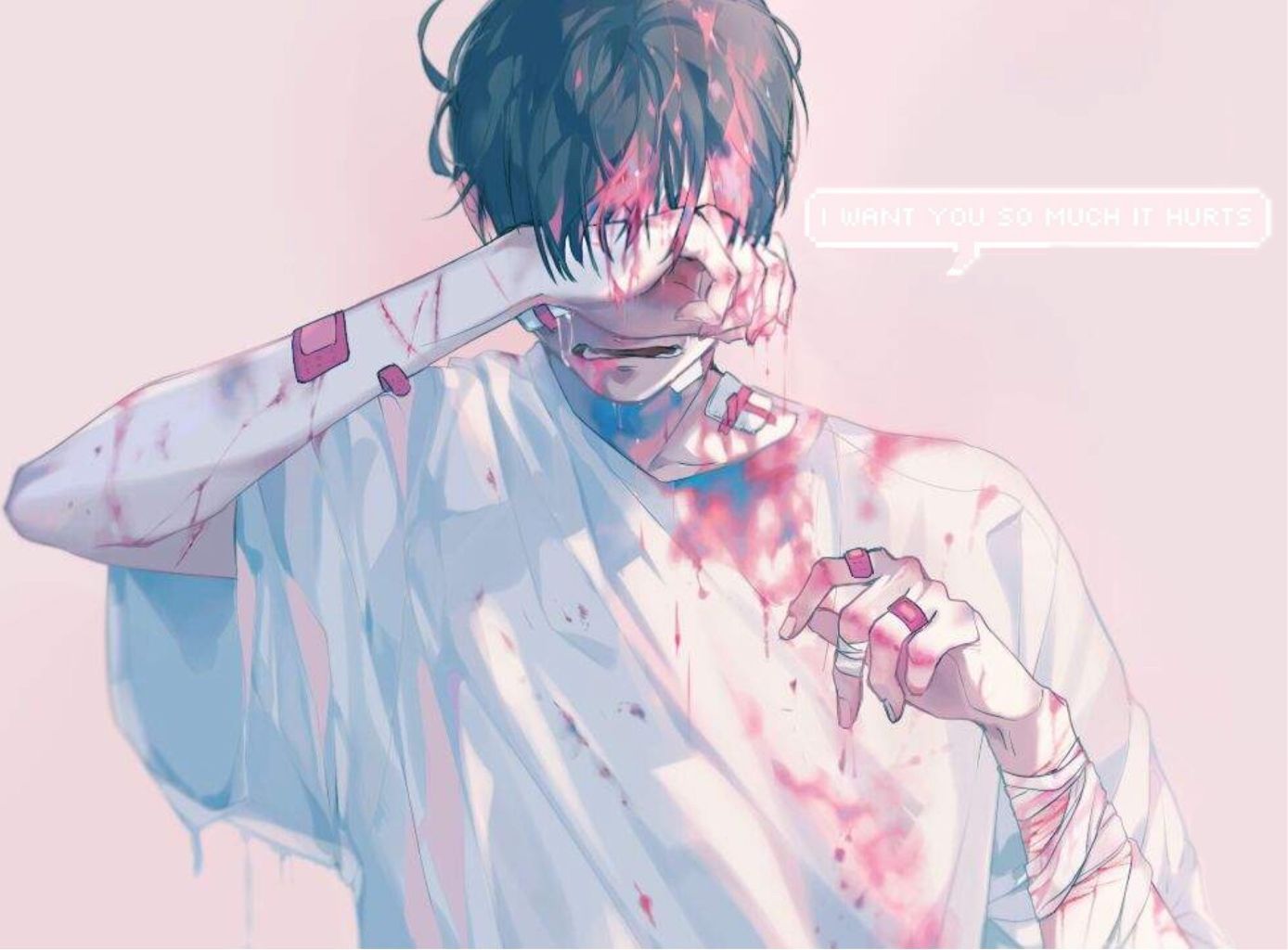 Image result for bruises aesthetic boy. Anime boy crying