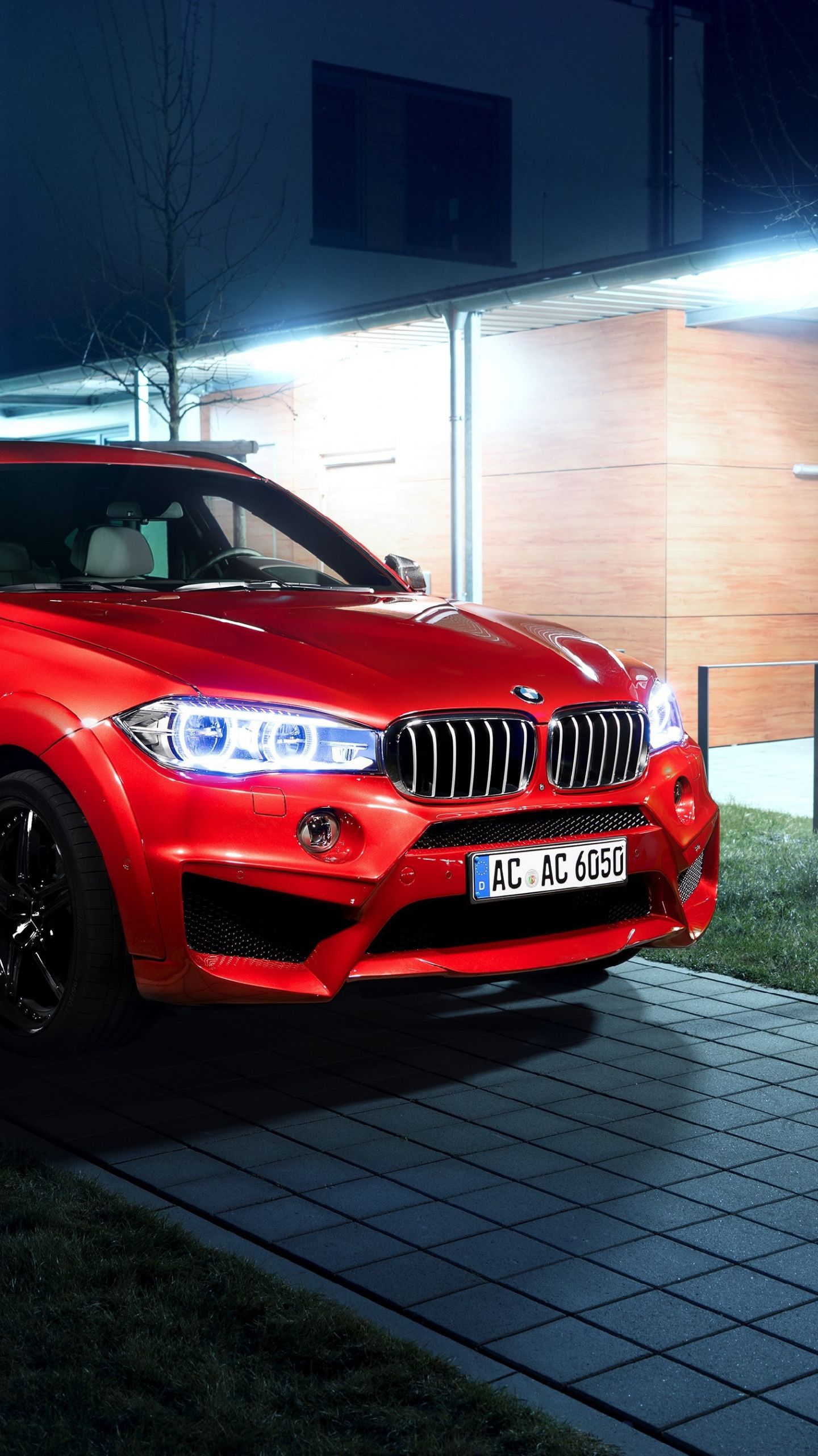 Download 1440x2560 wallpaper red car, bmw x6, luxurious, qhd