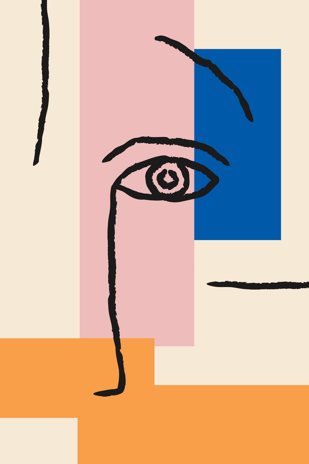 Modern Abstract Poster, Colorful Matisse inspired Living Room