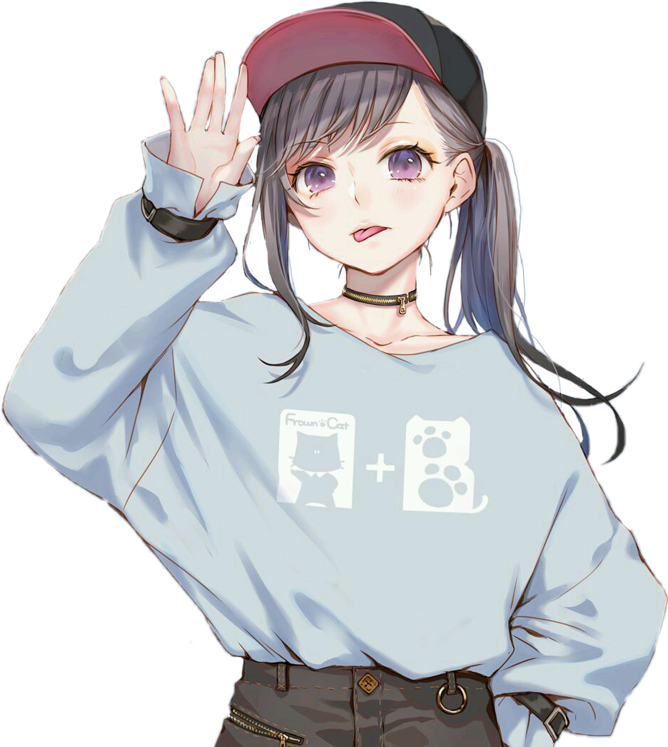 Anime girl with online hoodie drawing