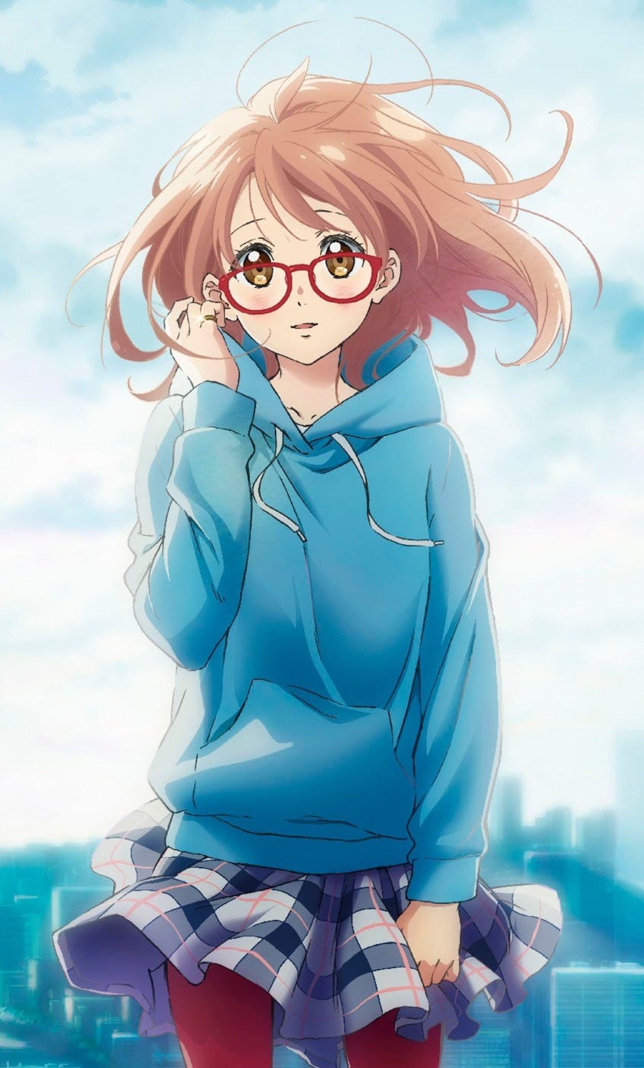 Cute Anime Girl Short Hair with Glasses Wallpaper 4K #220h