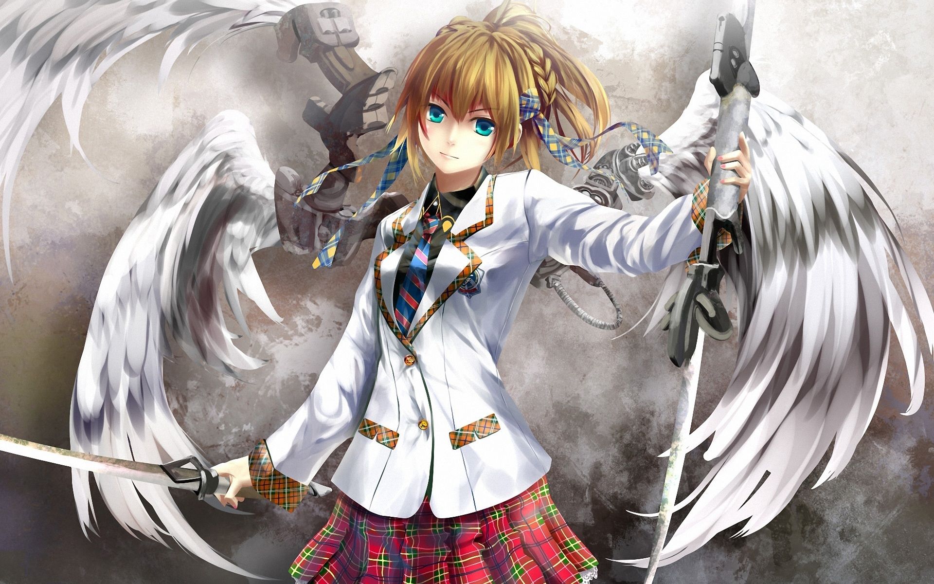 Wallpaper Anime angel girl with a sword as a weapon 1920x1200 HD