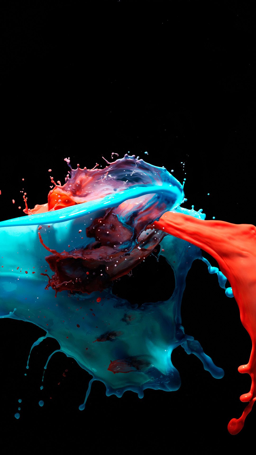 3D Paint Splash Red Blue Mixing Android Wallpaper free download