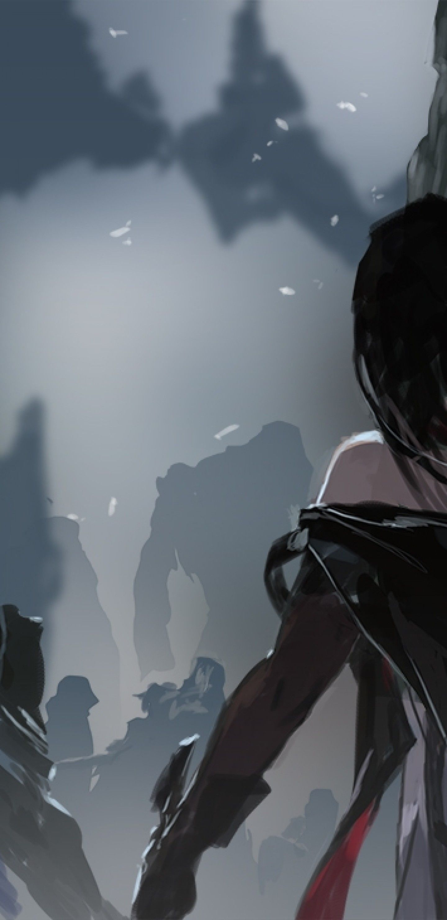 Download 1440x2960 Knights, Anime Girl, Fight, Back View, Armor