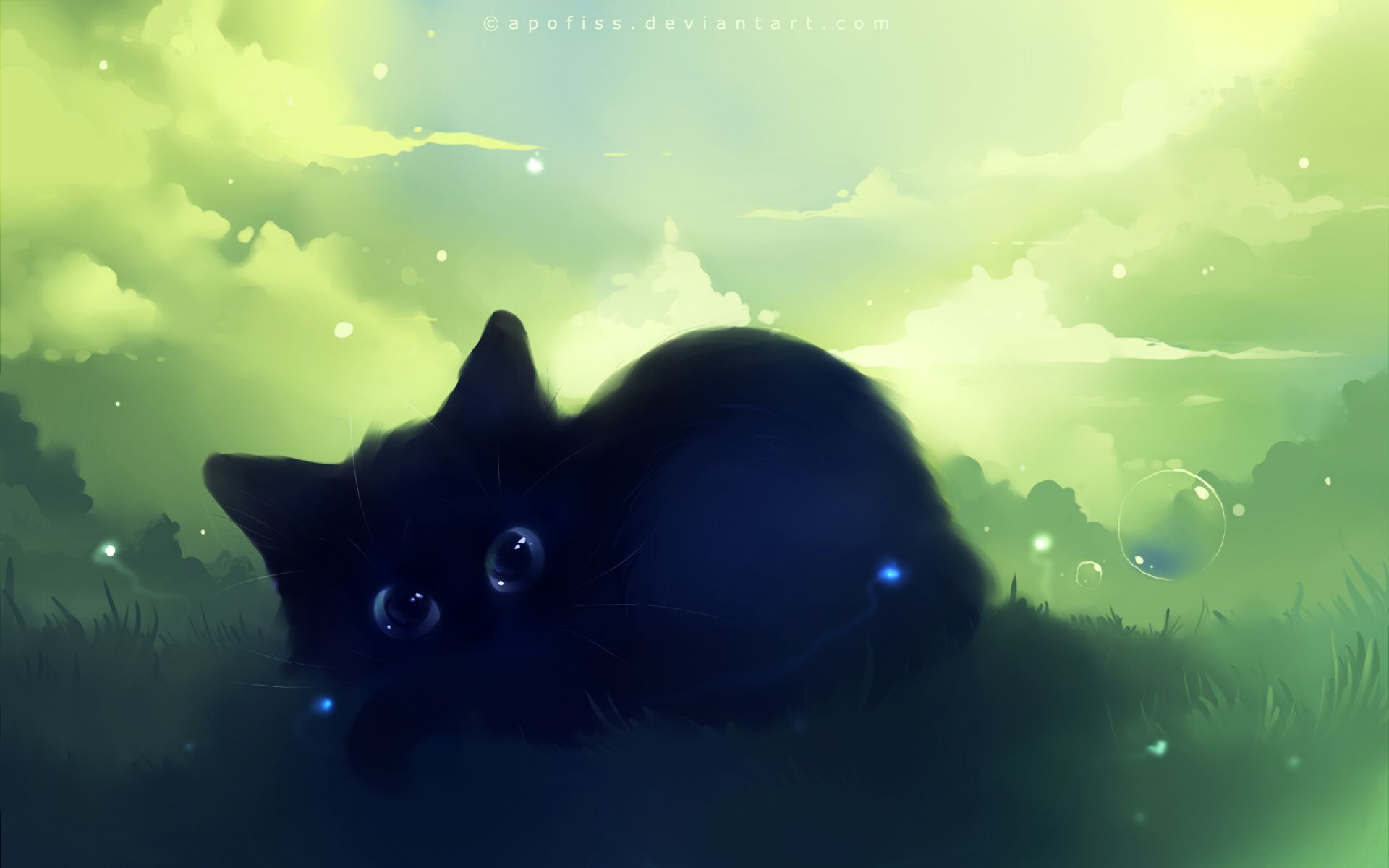 Adorable Black Cat Anime