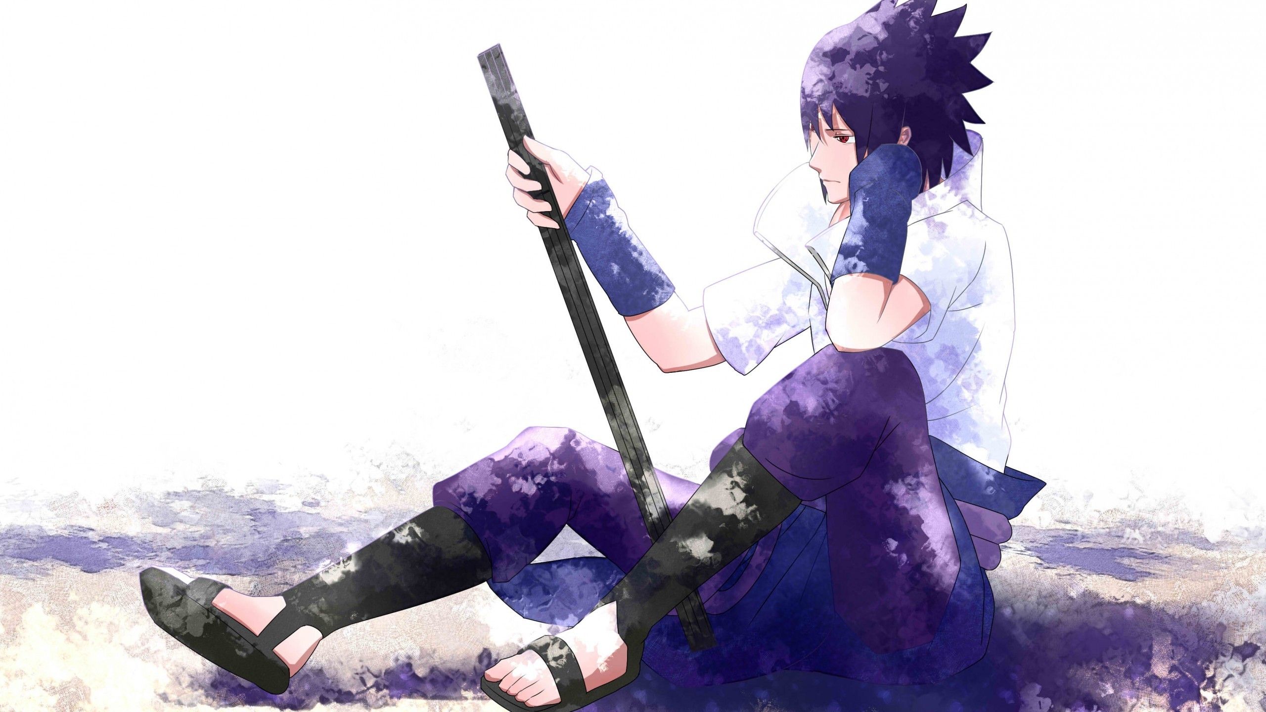 Uchiha Sasuke, Sword, Profile View, Naruto, Sit De