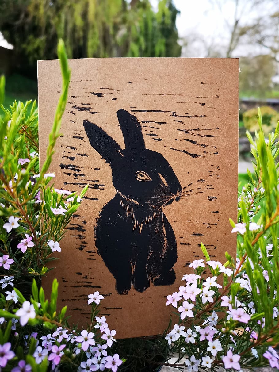 HD wallpaper: art, card, easter, rabbit, hare, bunny, cute, spring