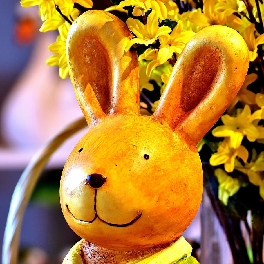 HD wallpaper: easter, hare, easter bunny, figure, cute, greeting