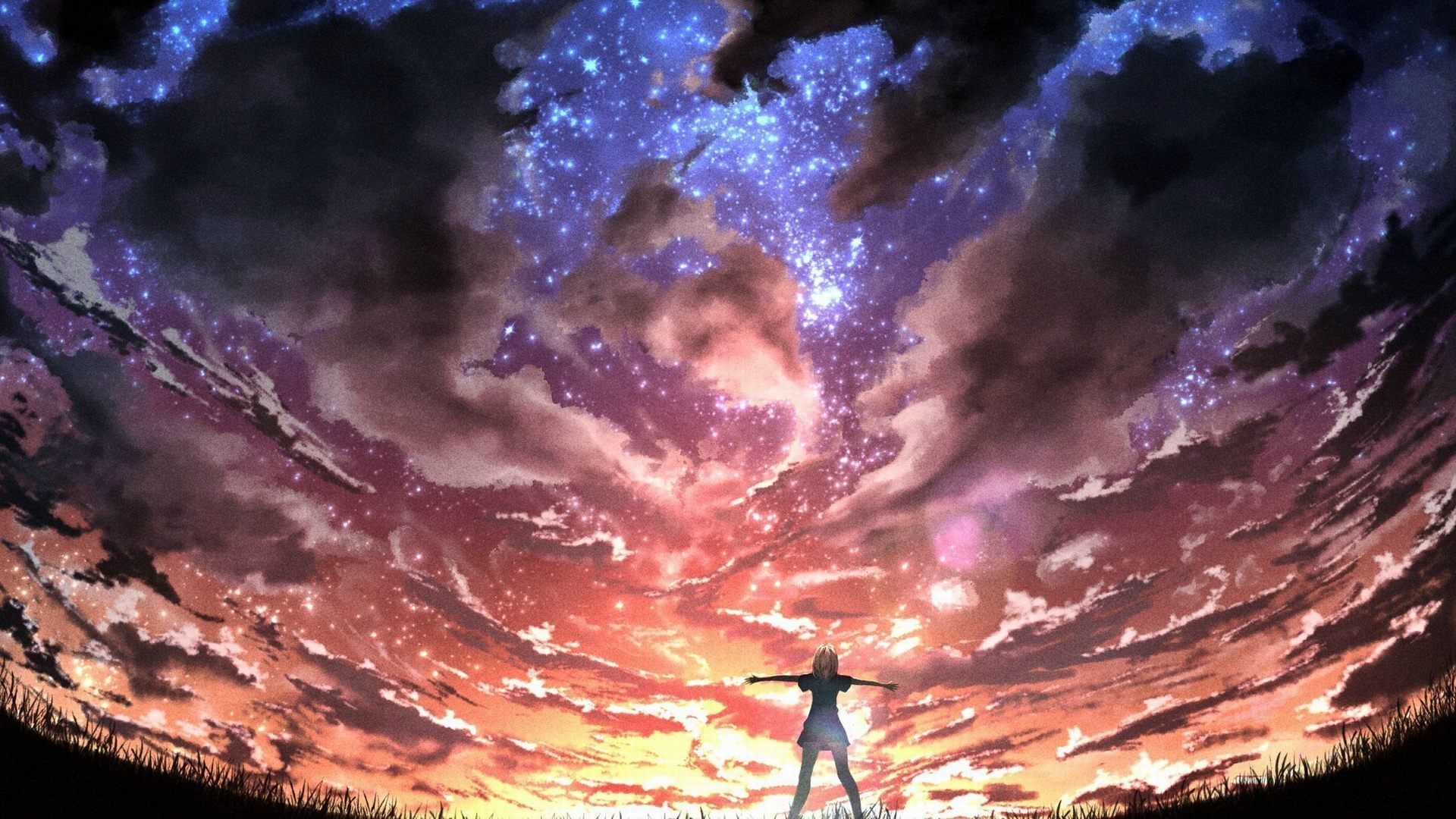 anime anime wallpapers with a view of the sky and stars