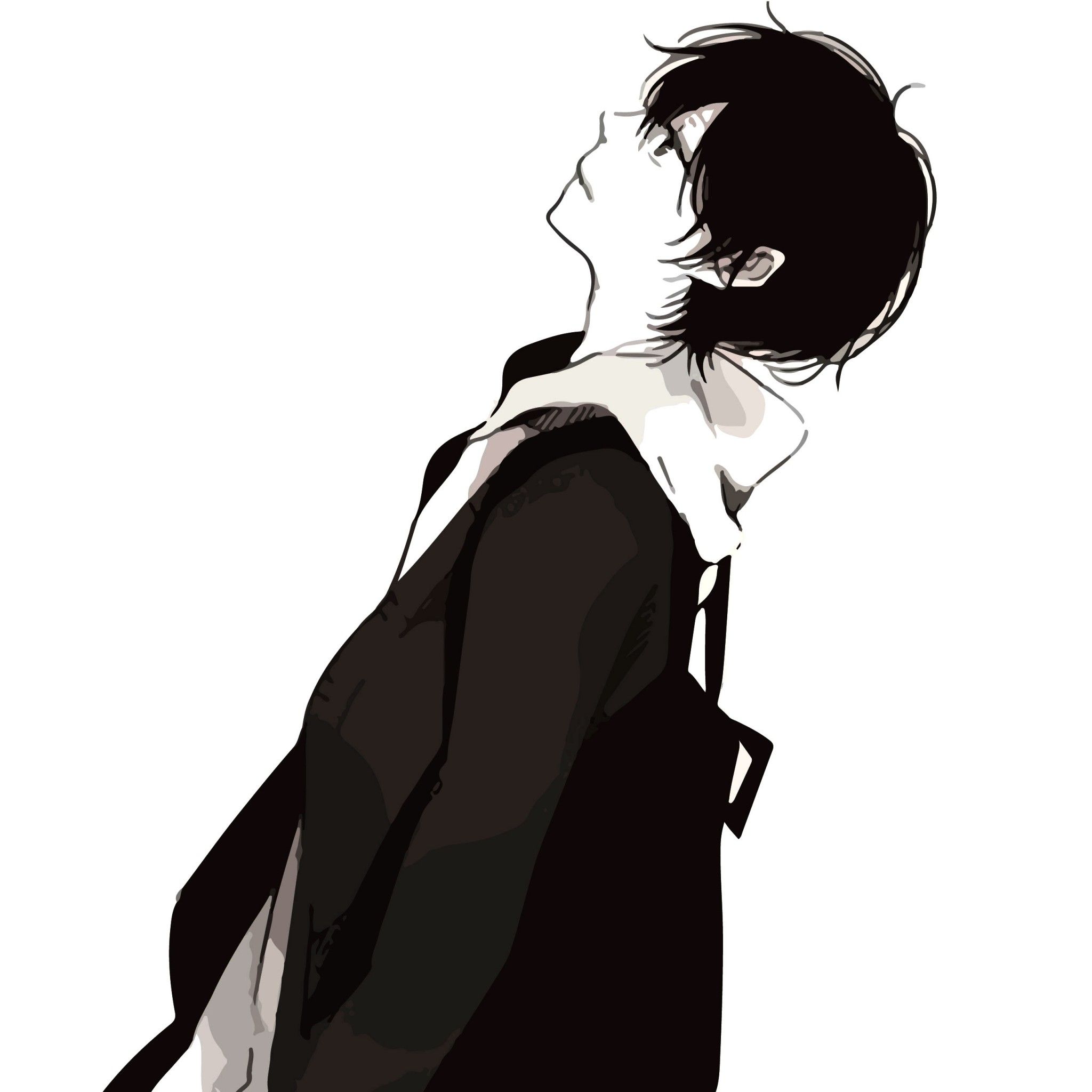 Solitary Anime Boy - black and white anime boy profile picture