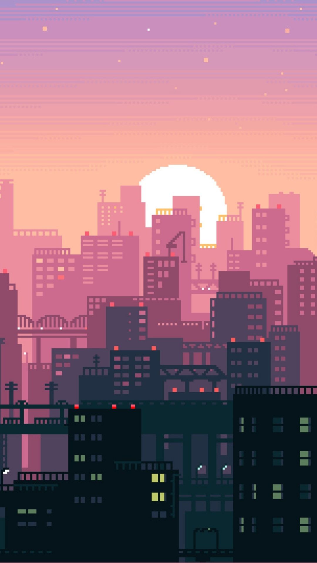 Pixel City iPhone Wallpaper. Pixel city, Pixel art background, Art wallpaper iphone