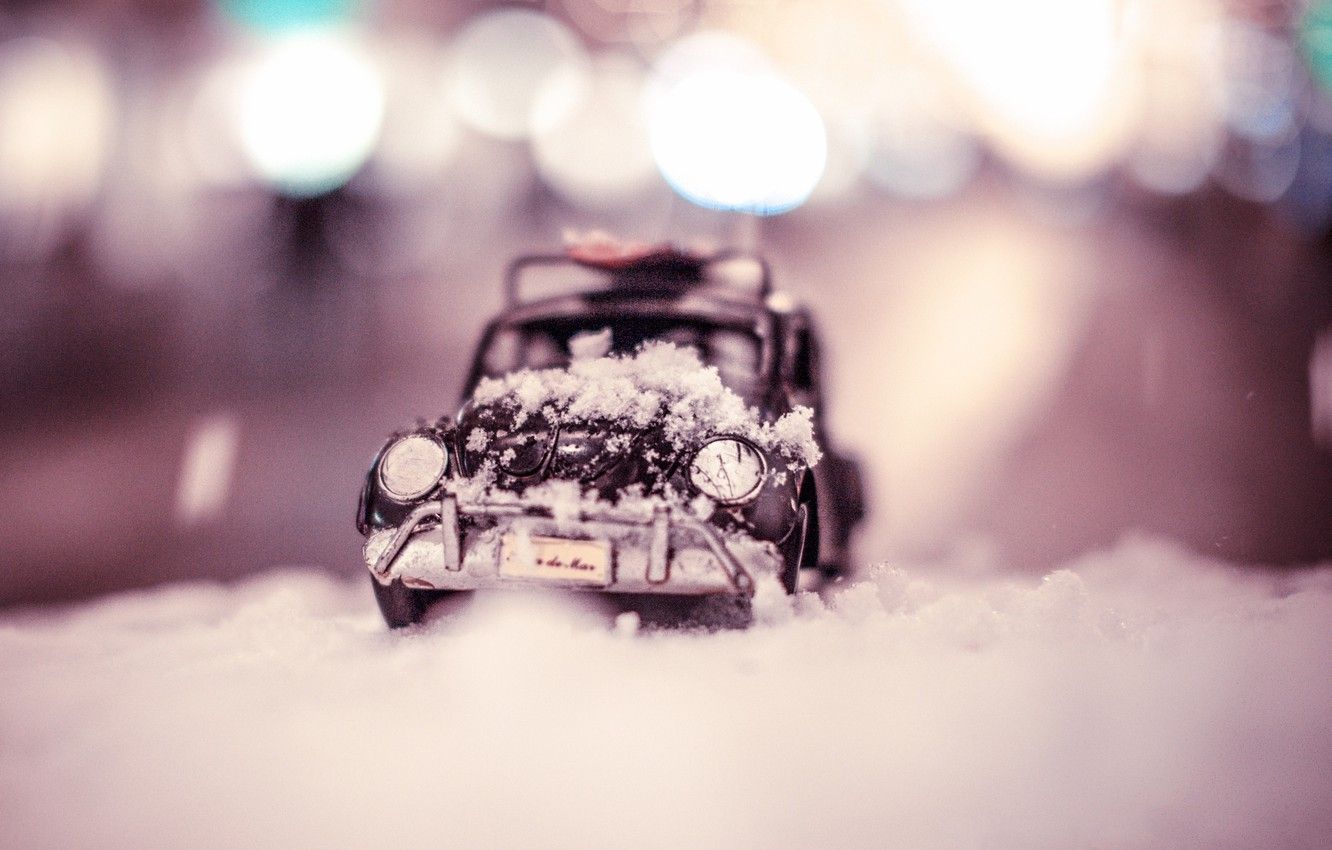 Wallpaper winter, auto, macro, snow, model, toy, Citroen, shooting