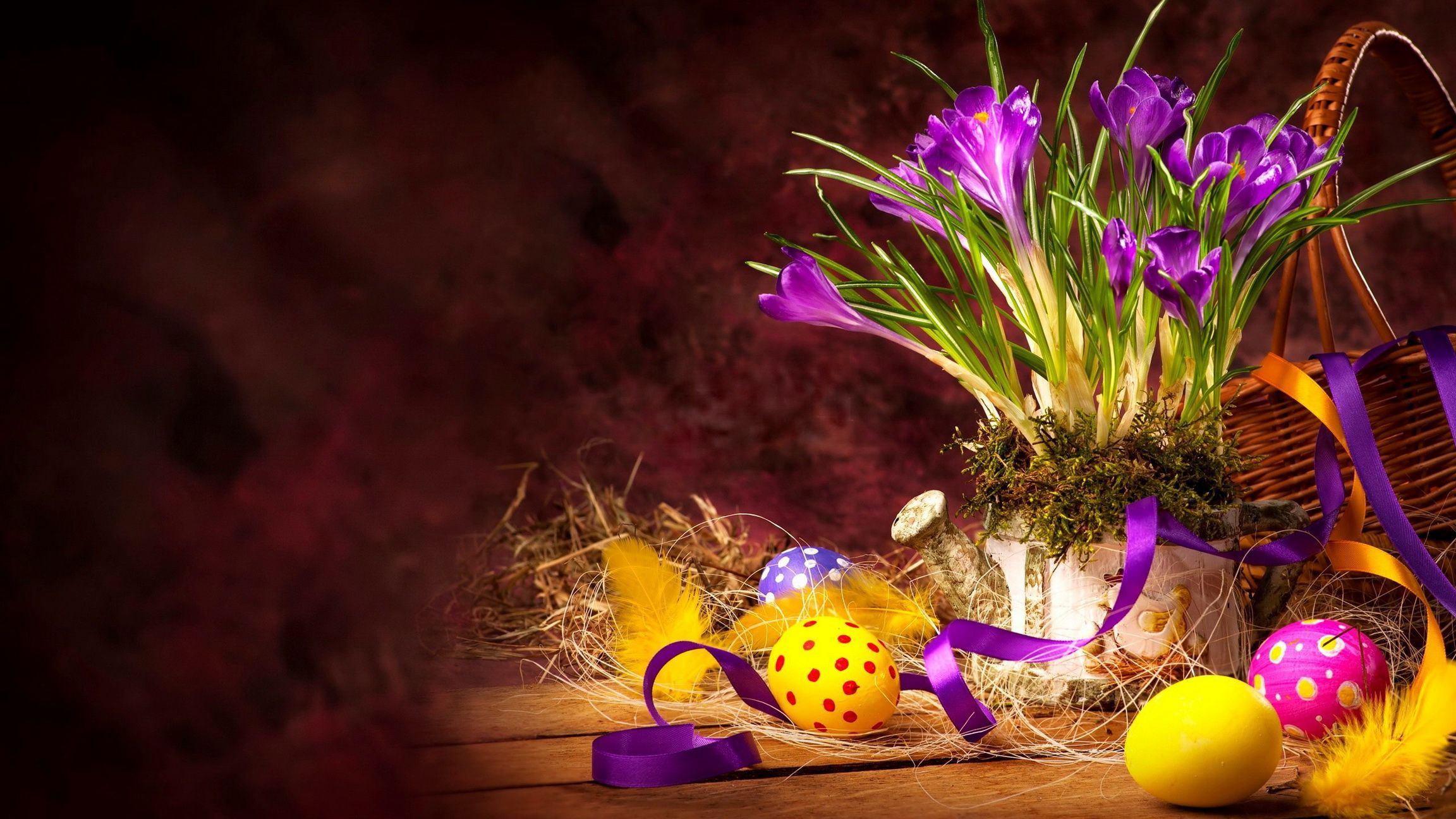 holidays, Easter, Crocuses, Eggs, Flowers Wallpaper HD / Desktop