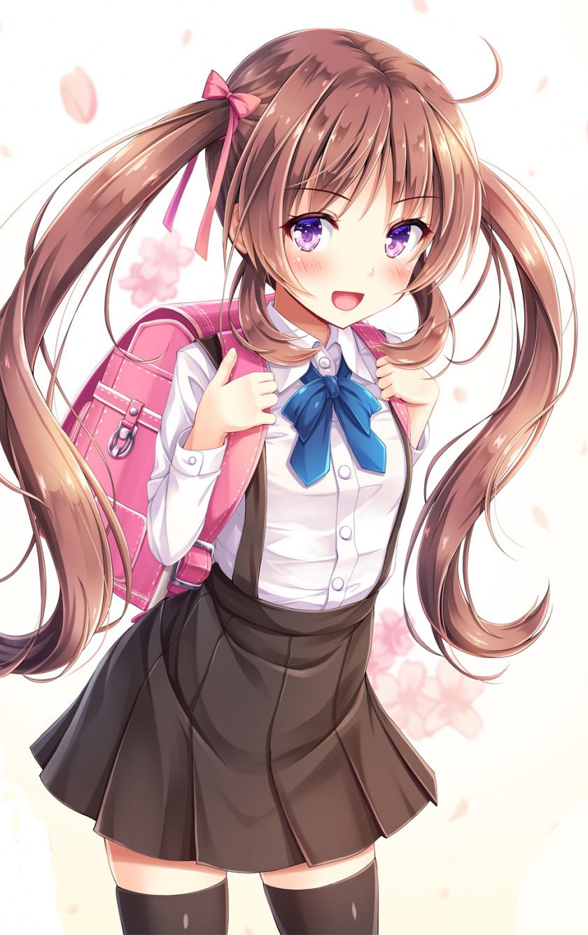 Download 840x1336 wallpaper cute, girl with school bag, anime