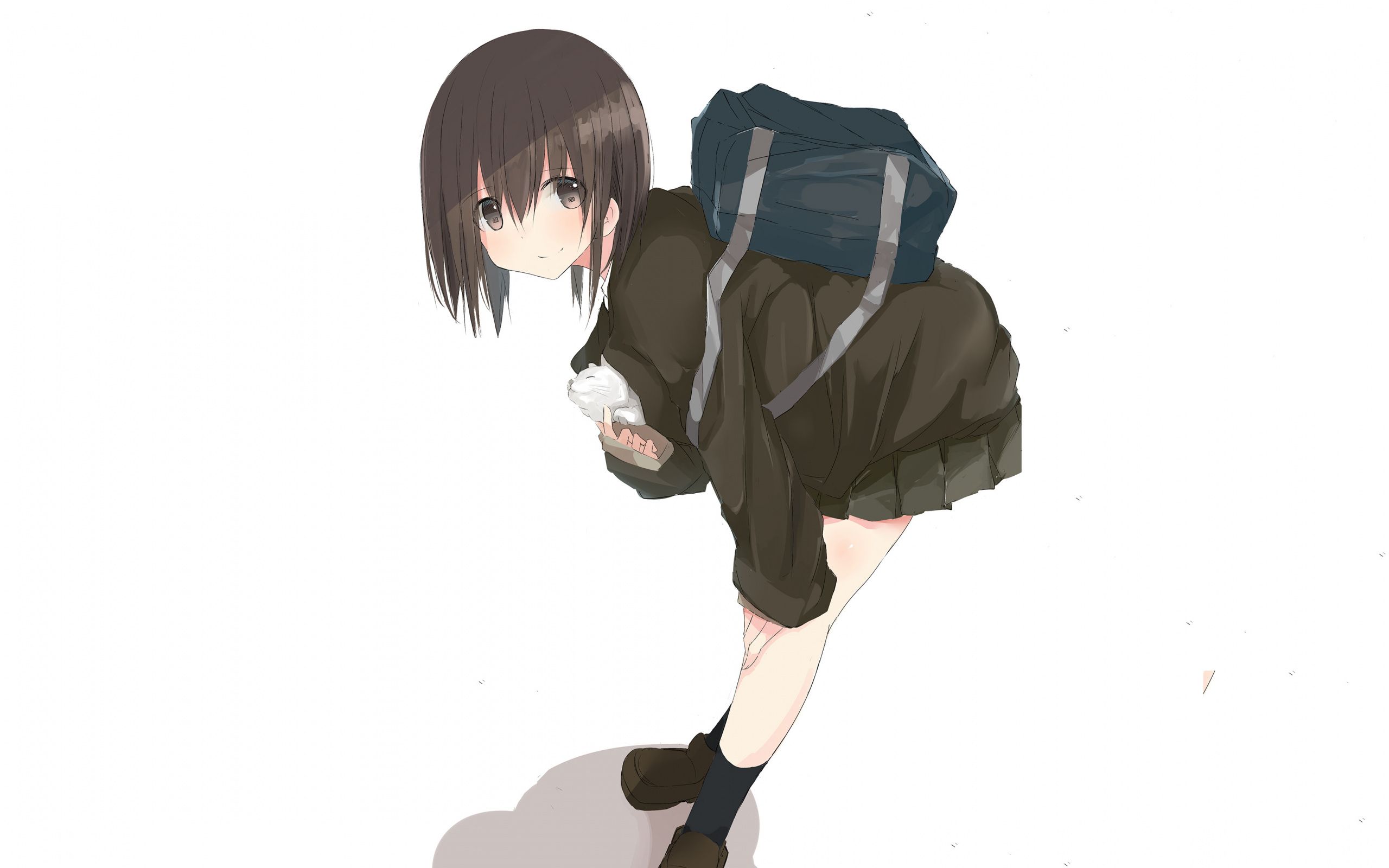 Download 2560x1600 wallpaper cute, anime girl, school bag, dual