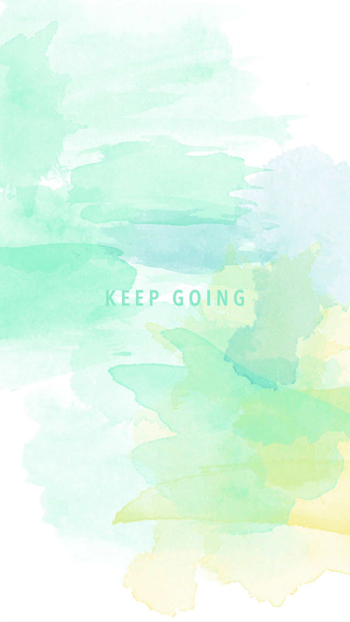 Mint Green Yellow Watercolour Keep Going iPhone Wallpaper