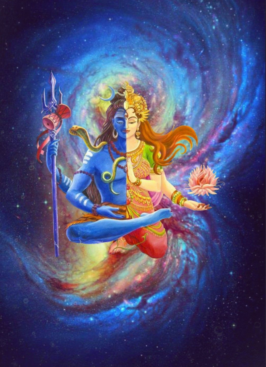 Lord Shiva and Parvati as ardhnarishwar in creative art painting