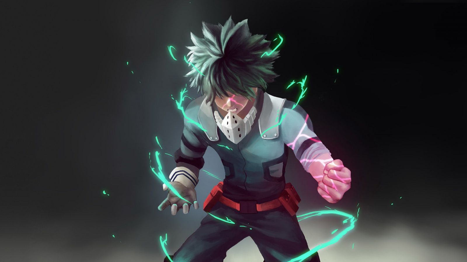 Download Artwork, power, anime boy, Izuku Midoriya, anime wallpaper, 1600x Widescreen 16: Widescreen