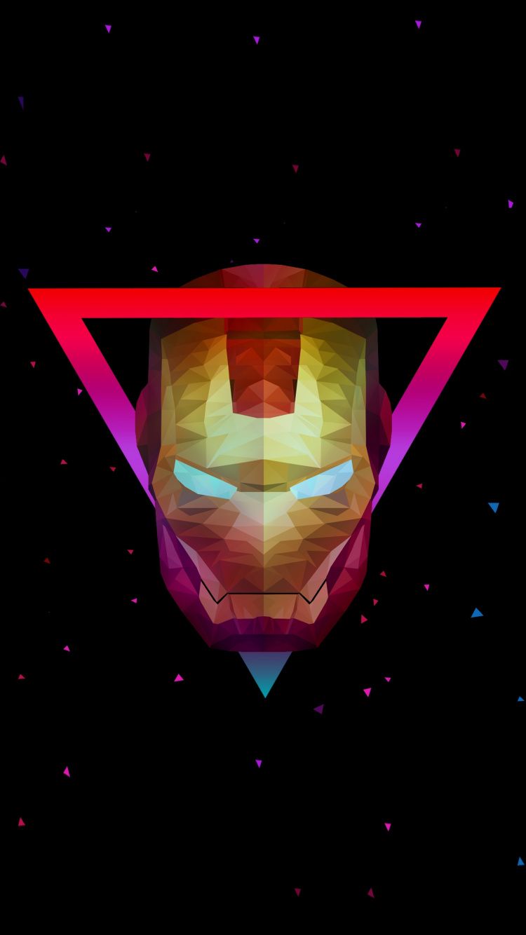Download Low poly, helmet, artwork, Iron man wallpaper, 750x1334