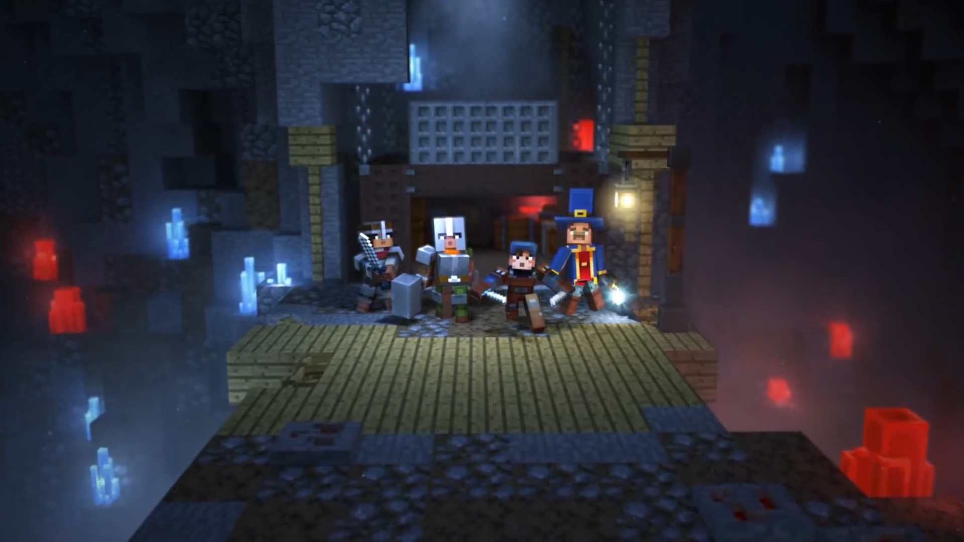 Redstone and Bluestone crystals in Minecraft: Dungeons