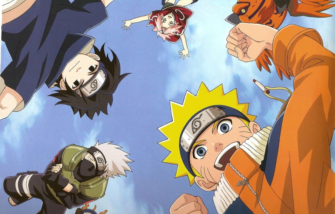 Wallpaper the sky, joy, Naruto, Sakura, friends, toad, squad, Sasuke Uchiha, Hatake Kakashi, Pakkun, Naruto shippuuden image for desktop, section сёнэн