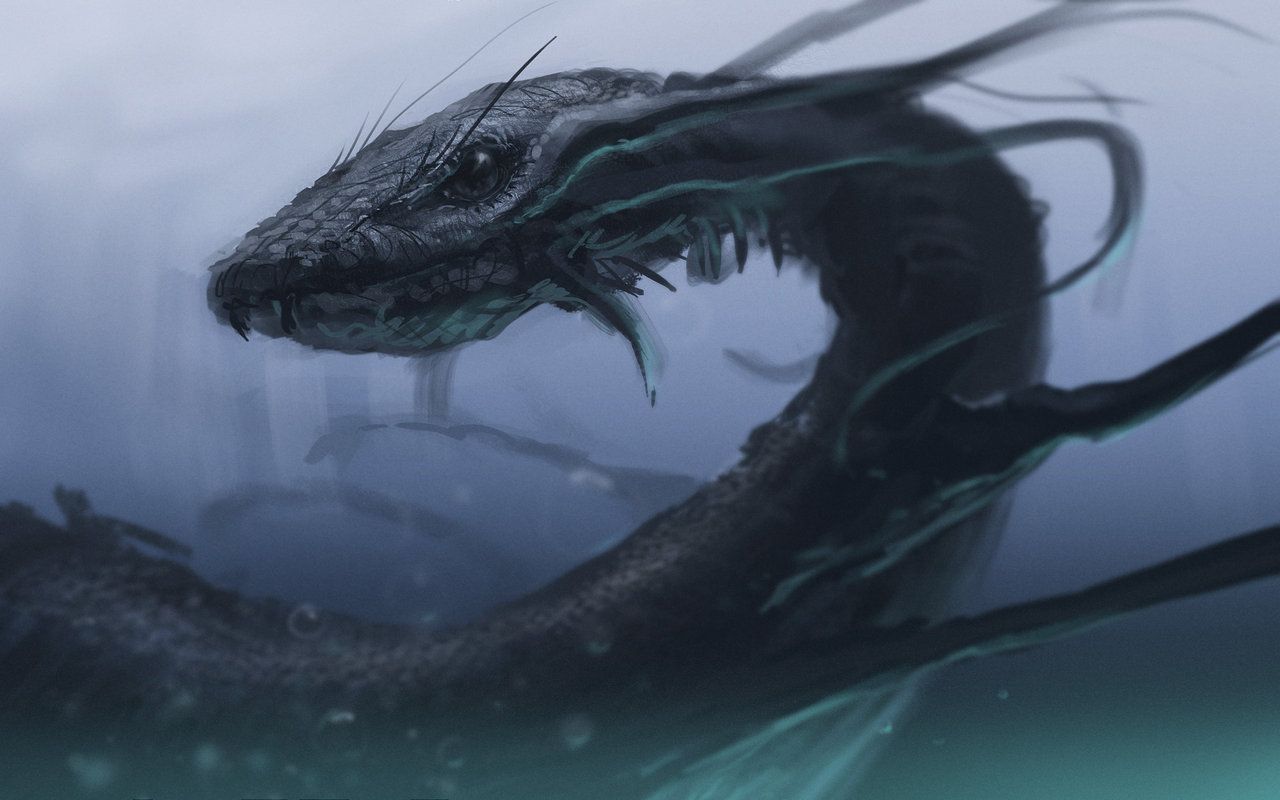 Sea Snake by JamesCombridge. Sea monsters, Giant snake, Fantasy creatures art