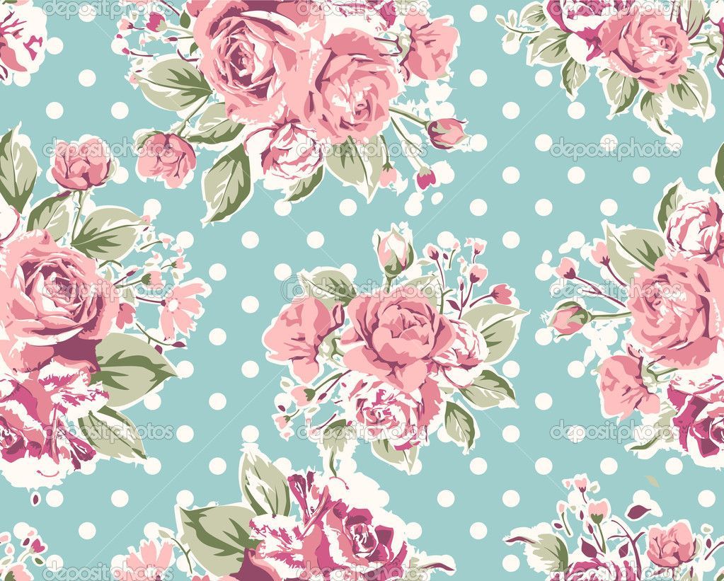 Wallpaper seamless vintage pink flower pattern on brown background