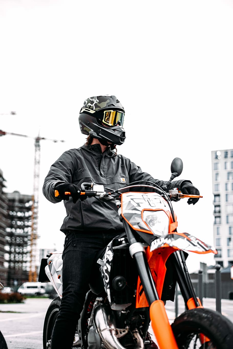 HD wallpaper: Ready?, man riding on motorcycle near buildings, motocross, biker