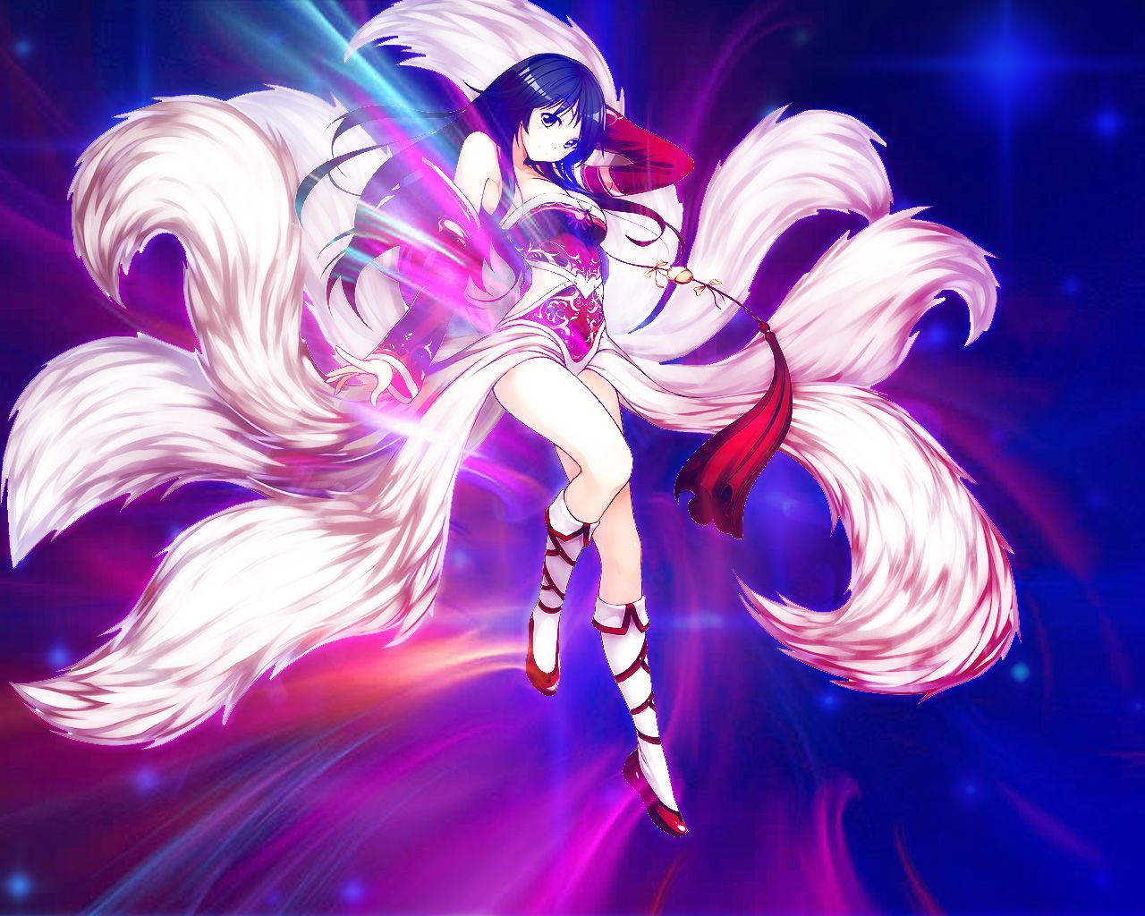Anime Ninetailed fox Shippo Female Ahri Anime transparent background PNG  clipart  HiClipart