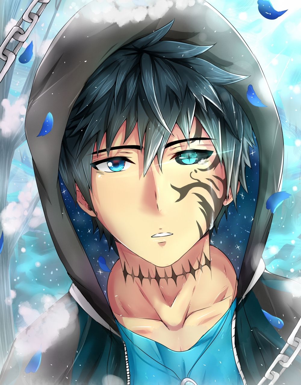 Download A Blue-Eyed Anime Boy Wallpaper