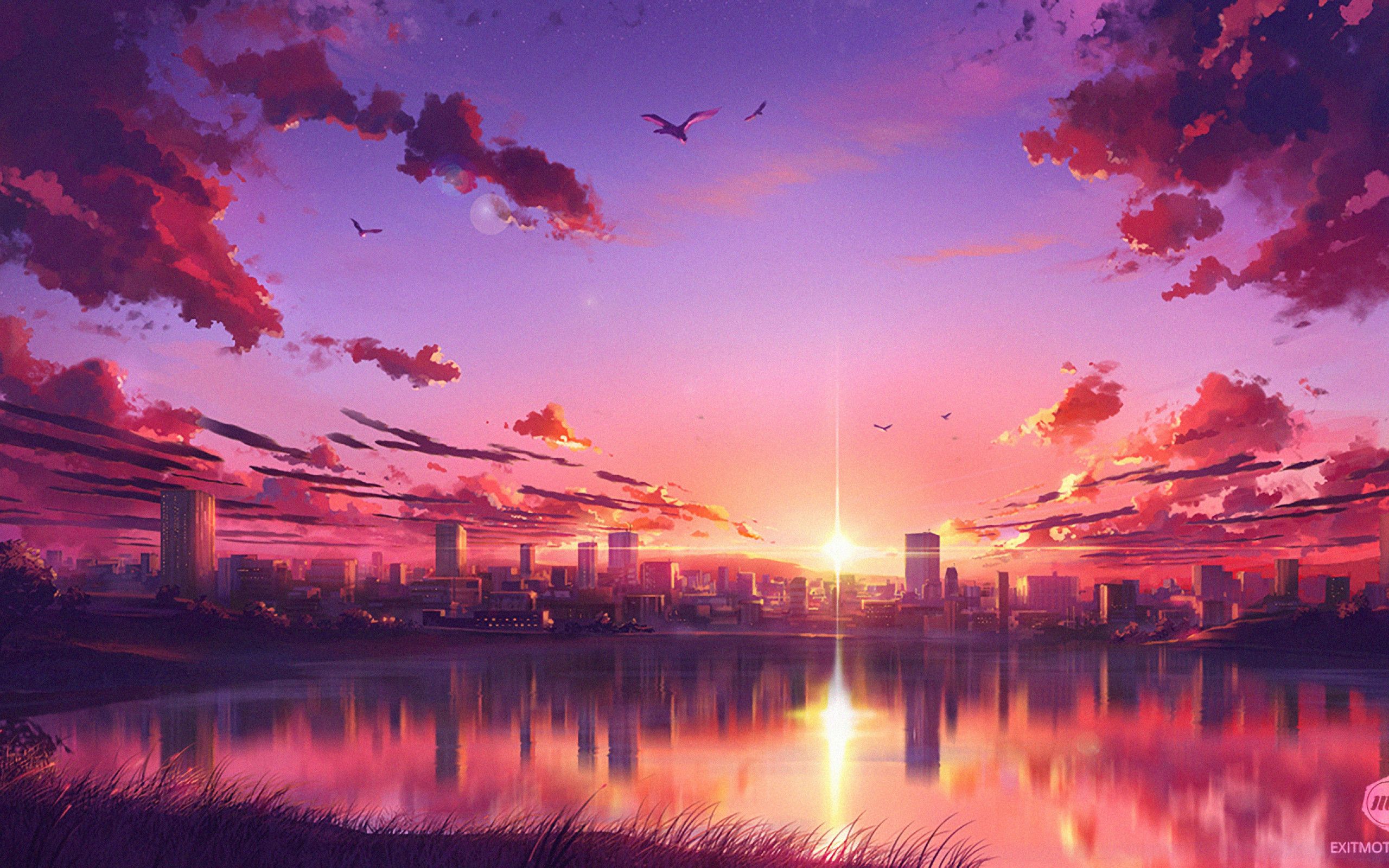 Anime Sunset Scene 2560x1600 Resolution HD 4k Wallpaper