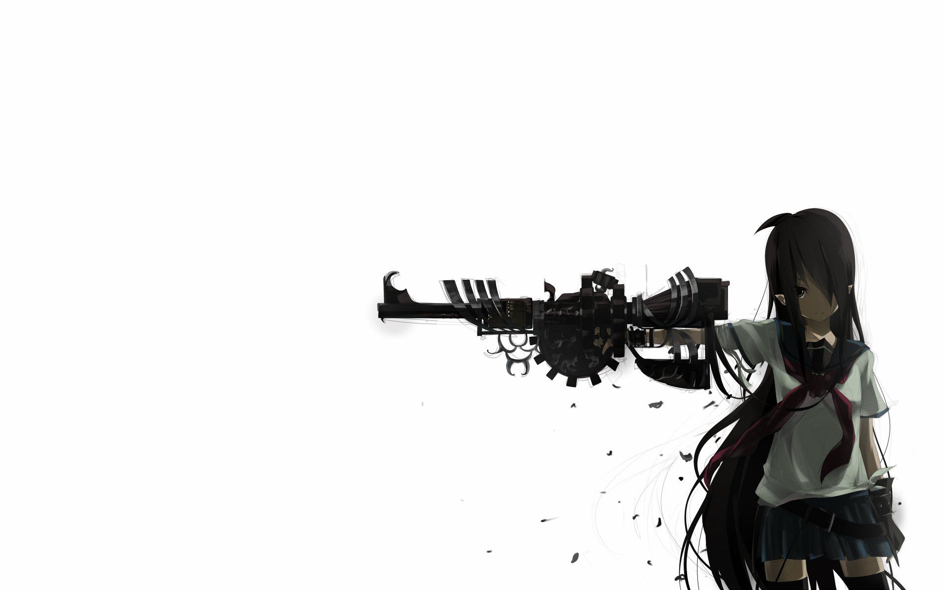 anime, anime girls, sniper rifle, weapon, rifles, gun, Black