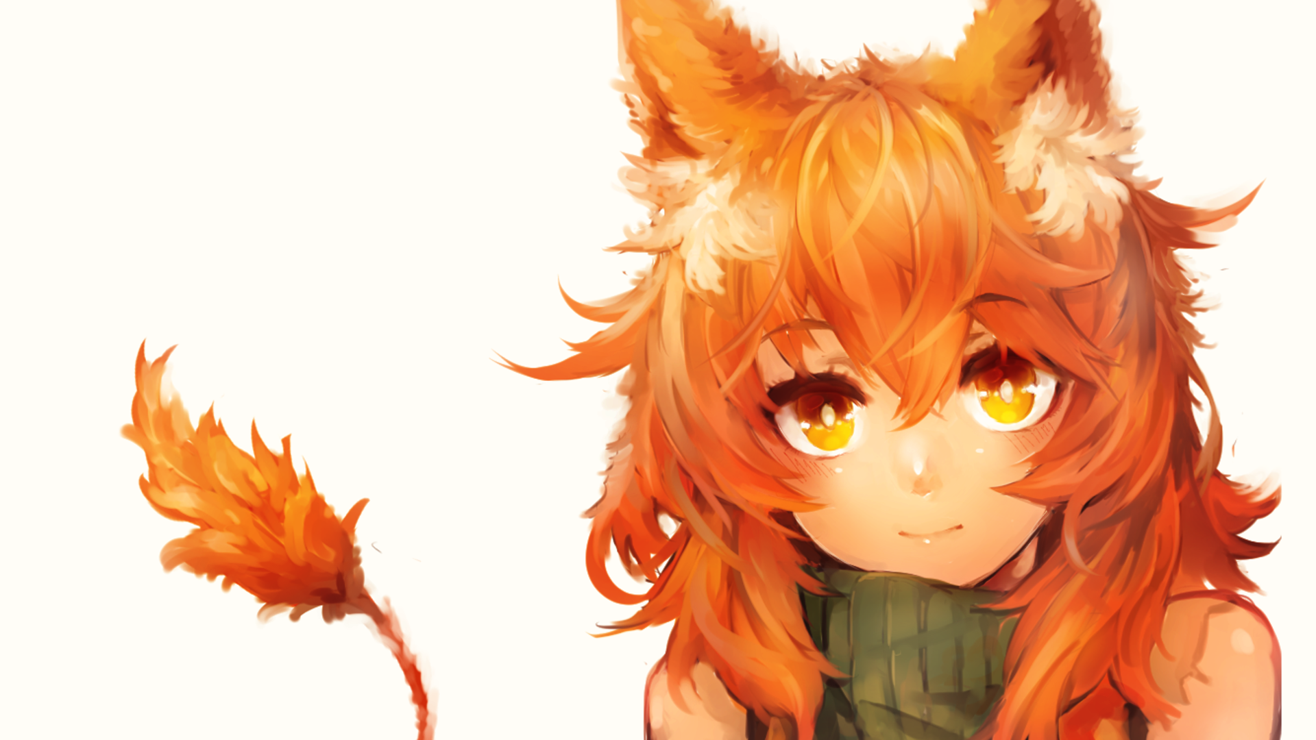 Download 1920x1080 Red Haired Cat Girl Anime Kemonomimi Wallpaper