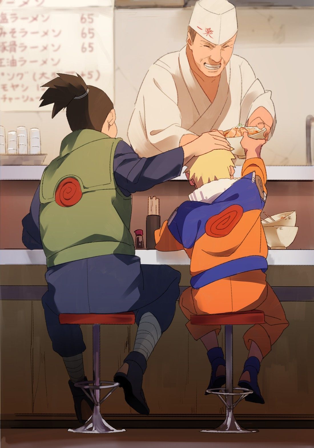 Naruto with Iruka eating ramen -Sure brings back memories. Naruto