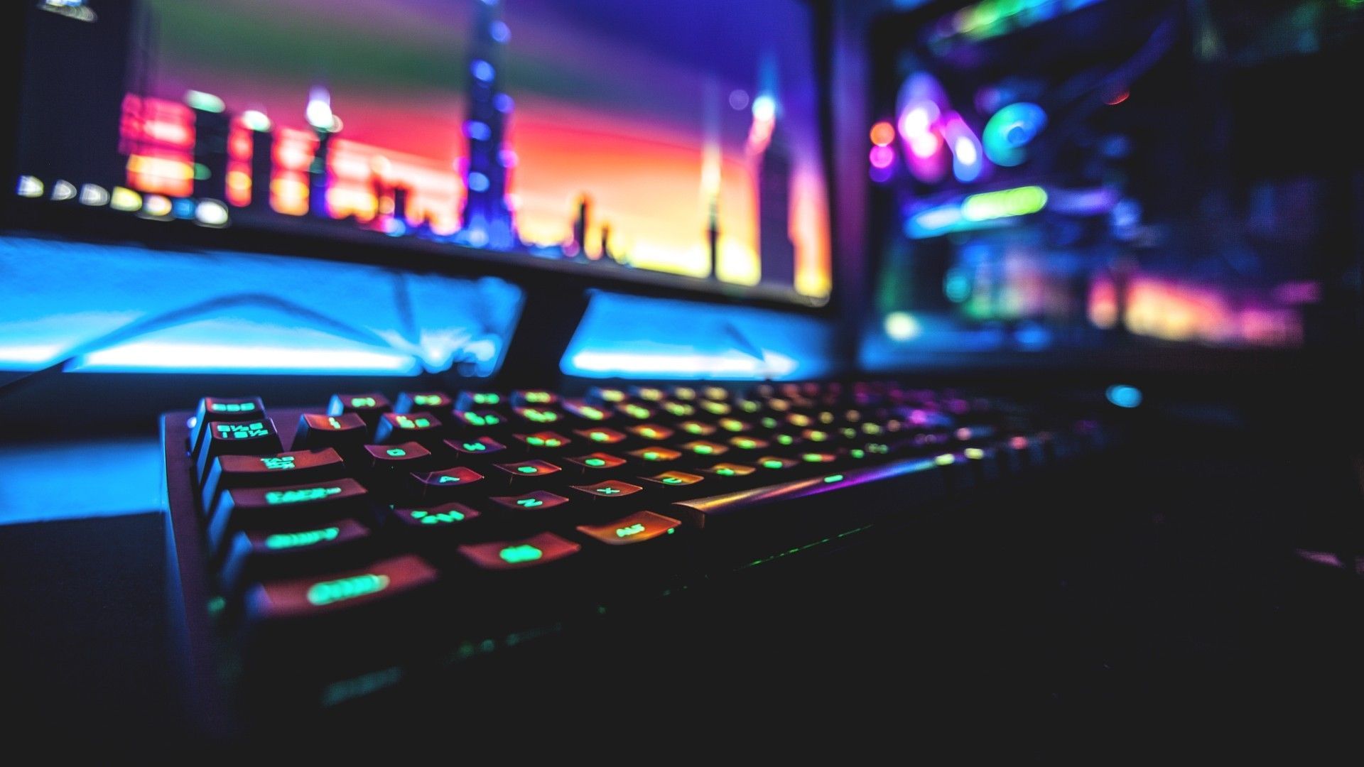 Download Pc Gaming, Keyboard, Monitor, Computer Wallpaper