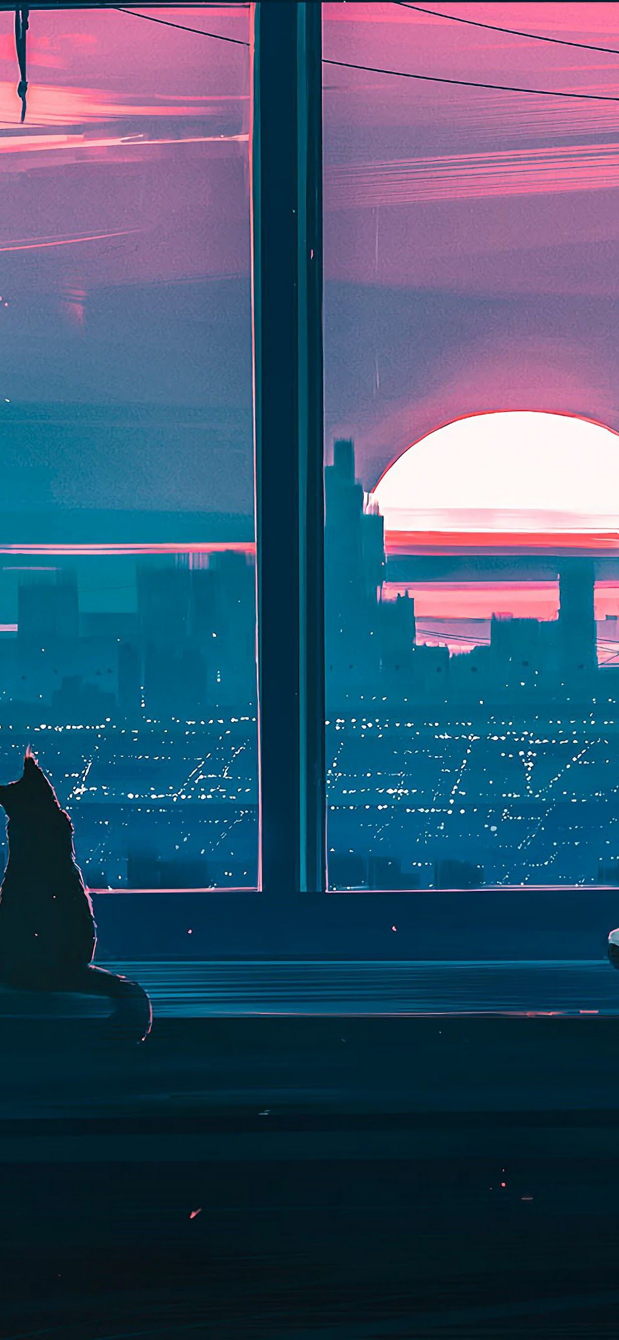 Anime Girl Cat City Scenery 4K Wallpaper