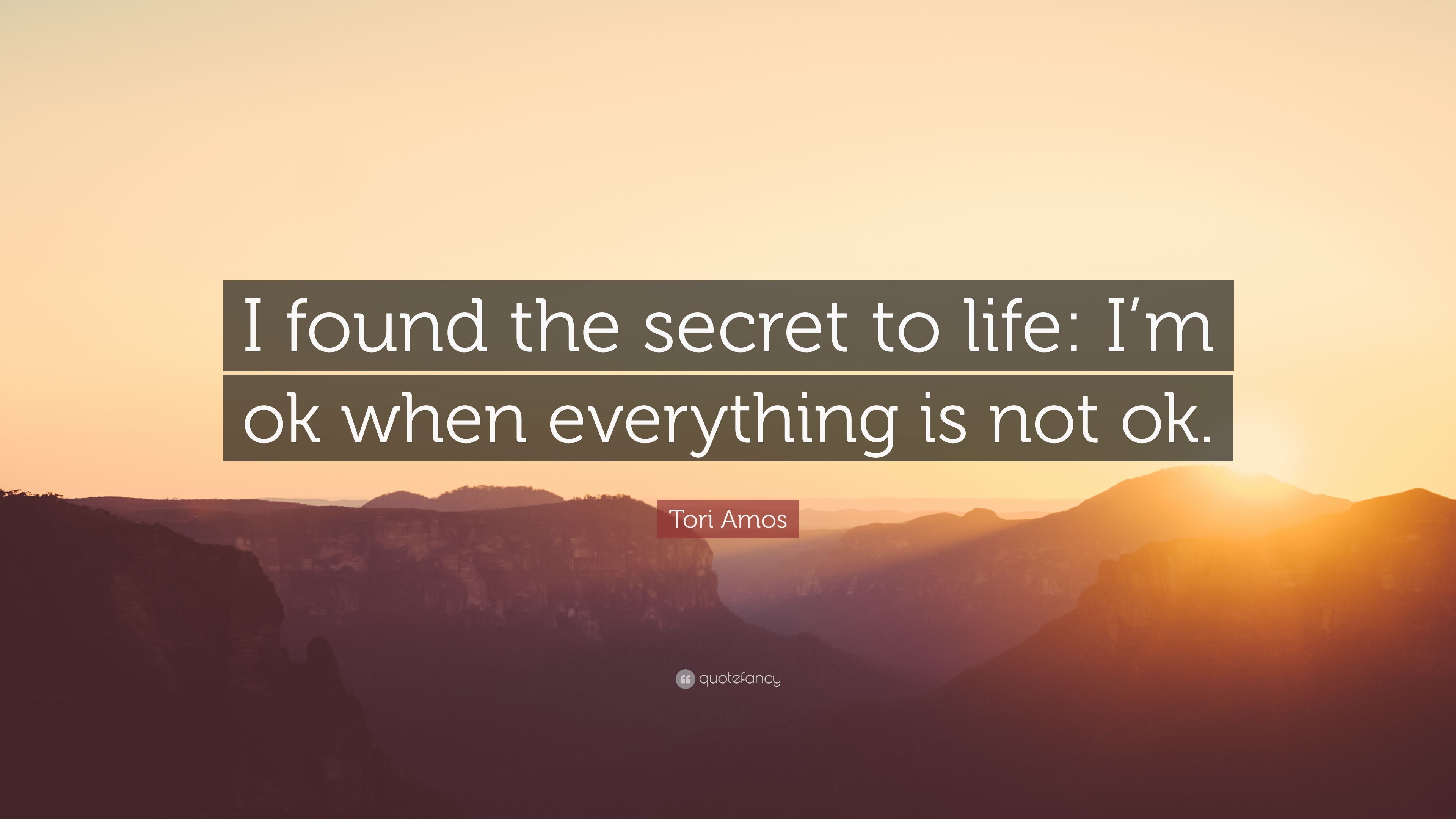 Tori Amos Quote: “I found the secret to life: I'm ok when