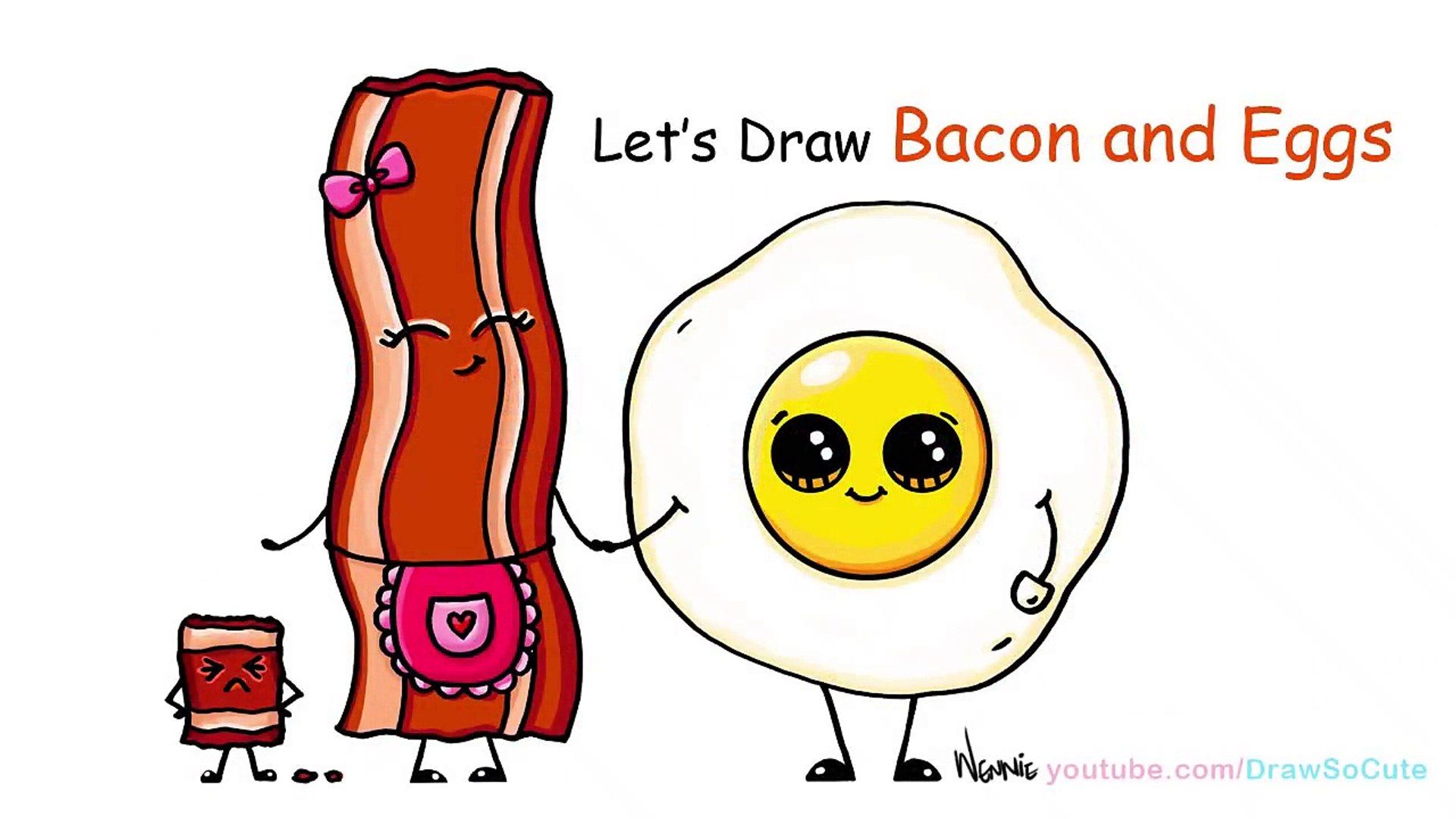 Cartoon Bacon and Eggs Breakfast Cute and Easy