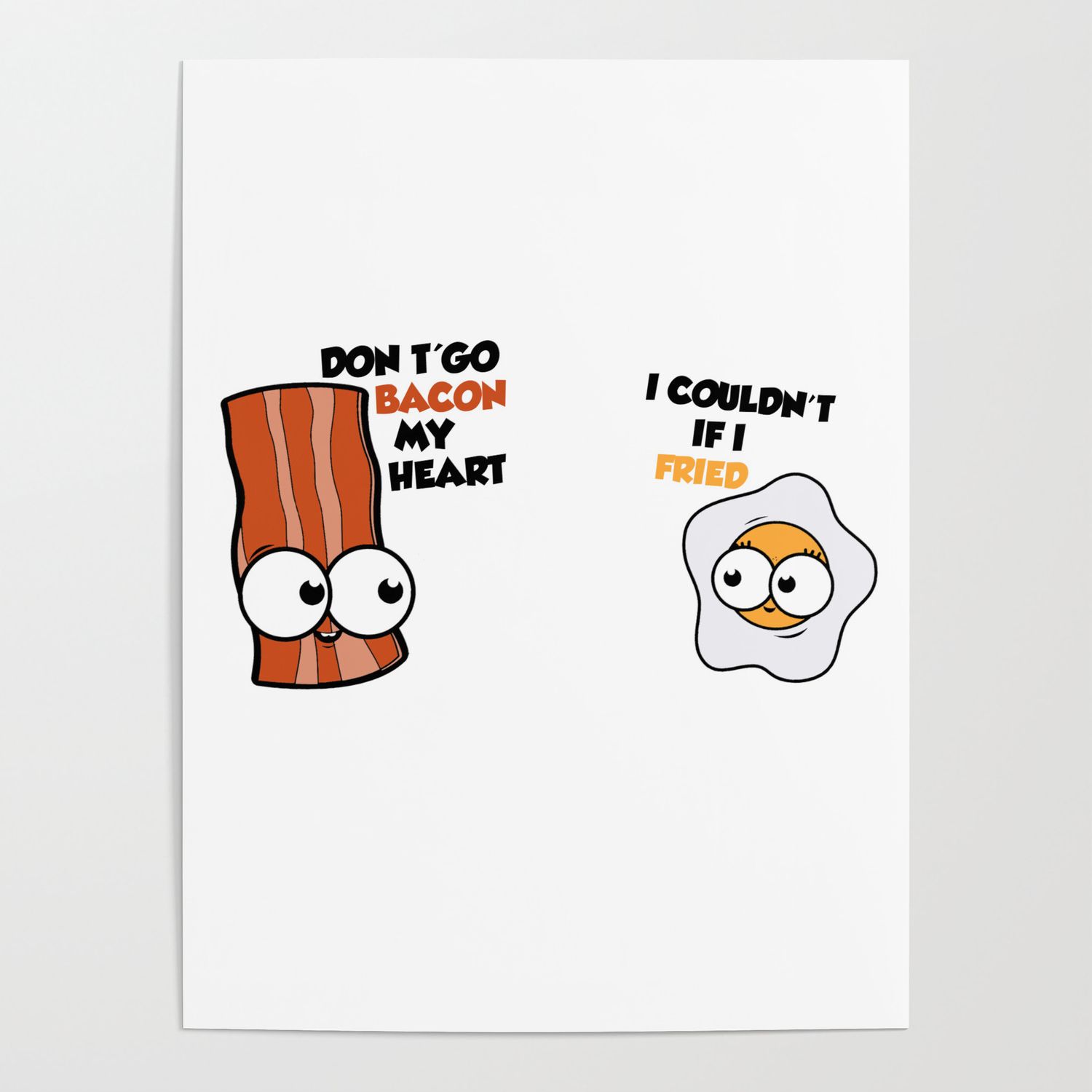 Couples love cute eggs bacon Poster