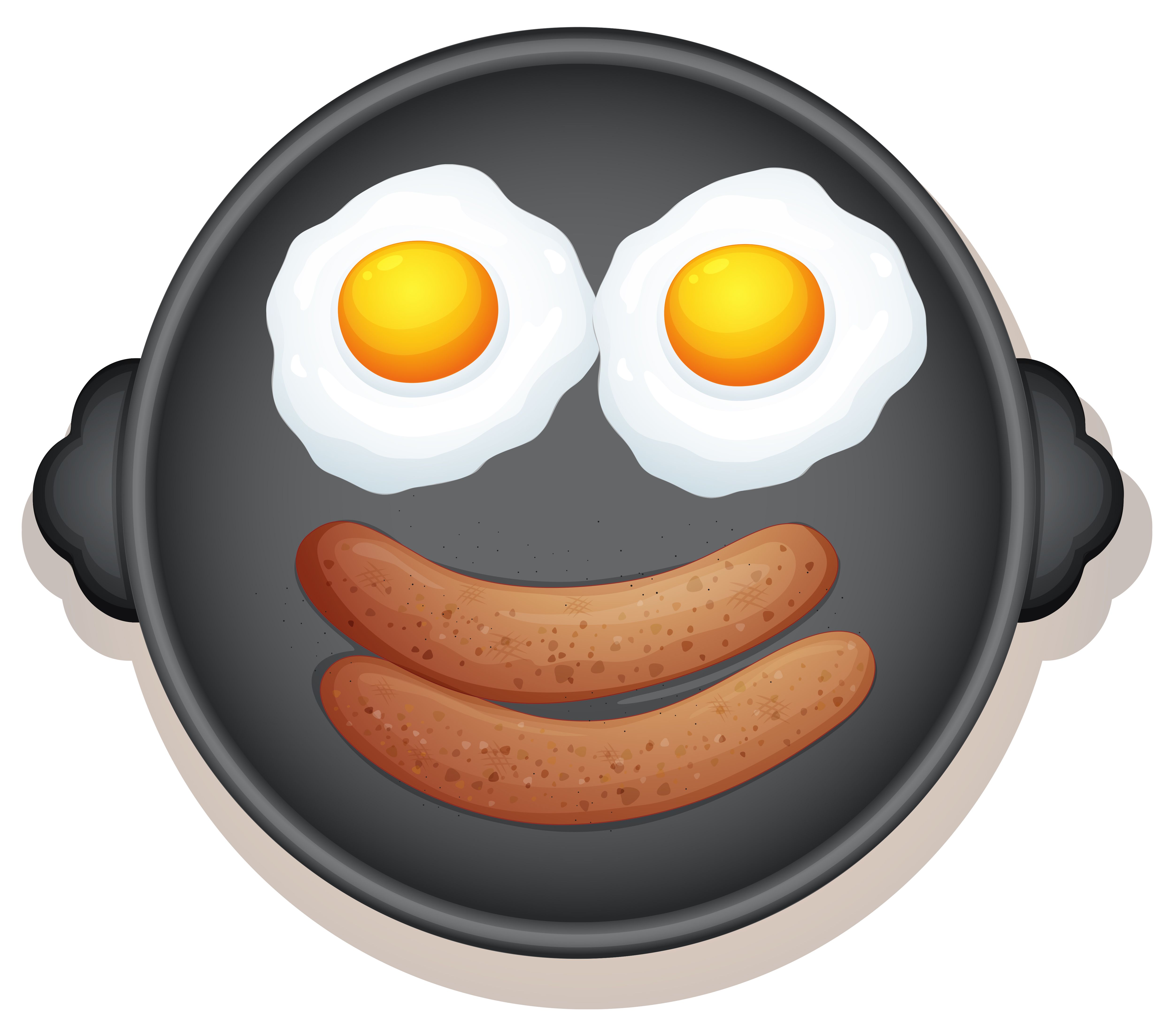 Sunny Side Up Eggs and Sausage Breakfast Free Vectors