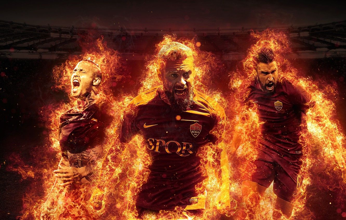 Wallpaper wallpaper, sport, fire, stadium, football, AS Roma