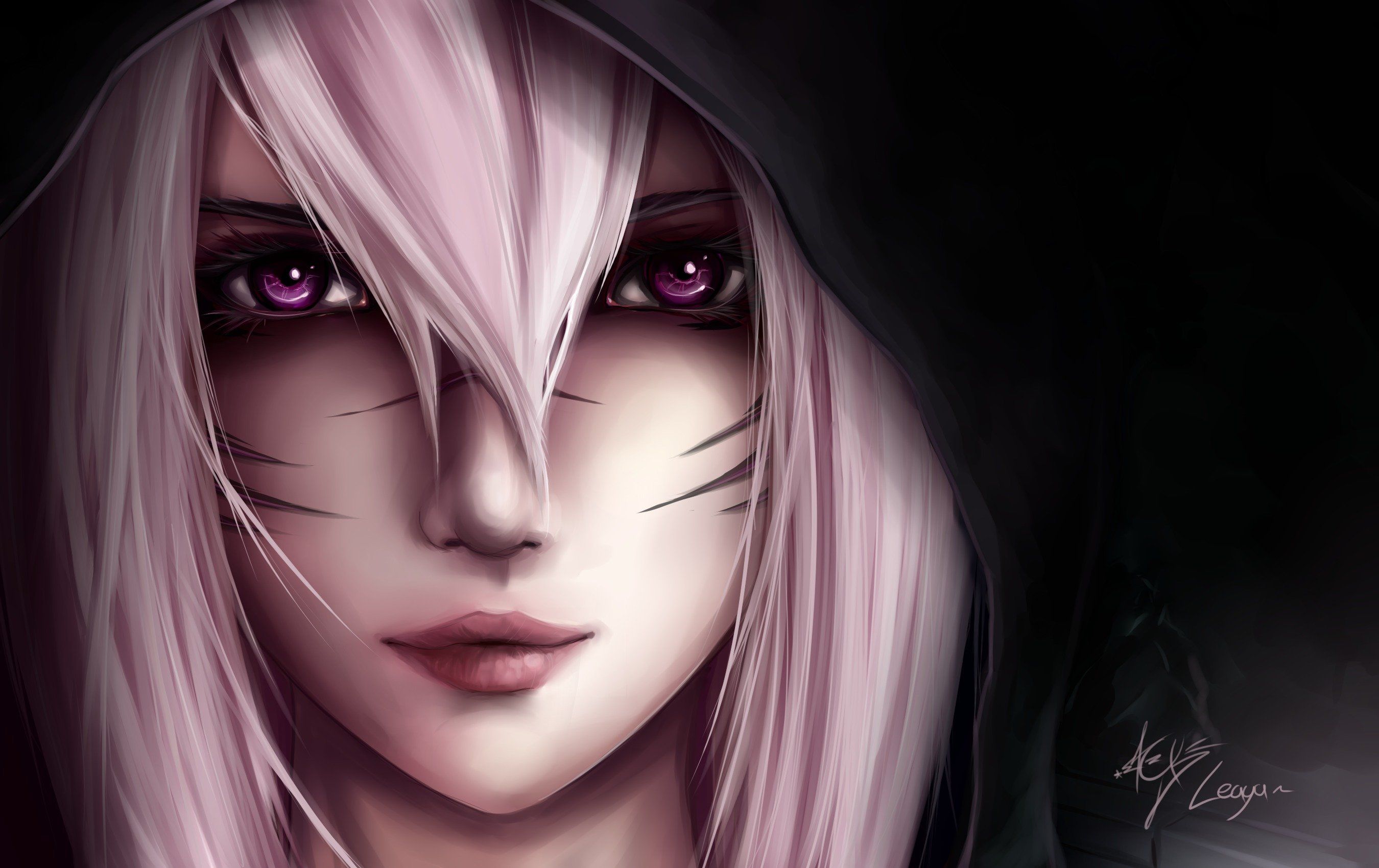 hood, Black, Background, Girl, Pink, Hair Wallpaper HD / Desktop