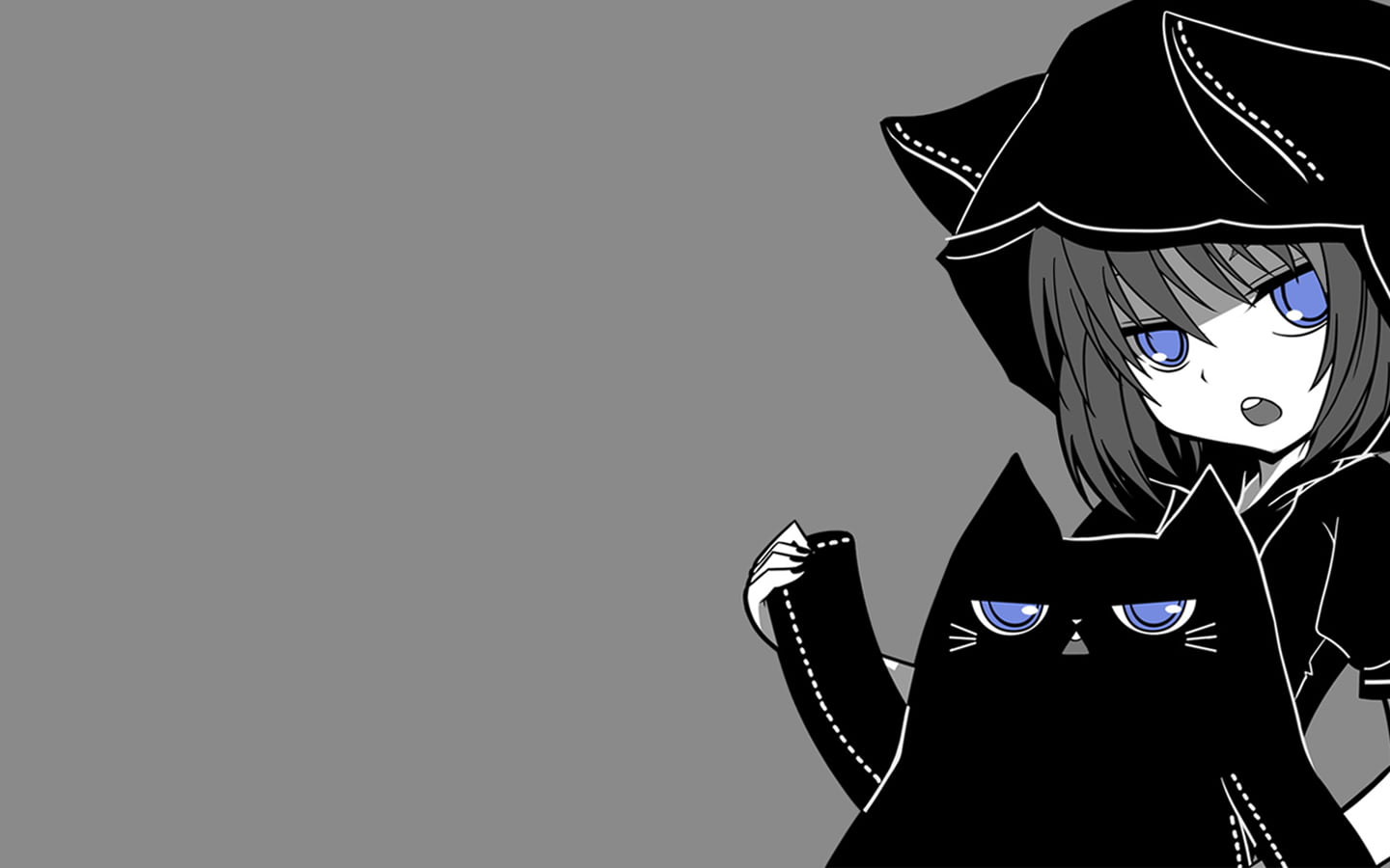 Female anime character in black shirt digital wallpaper HD