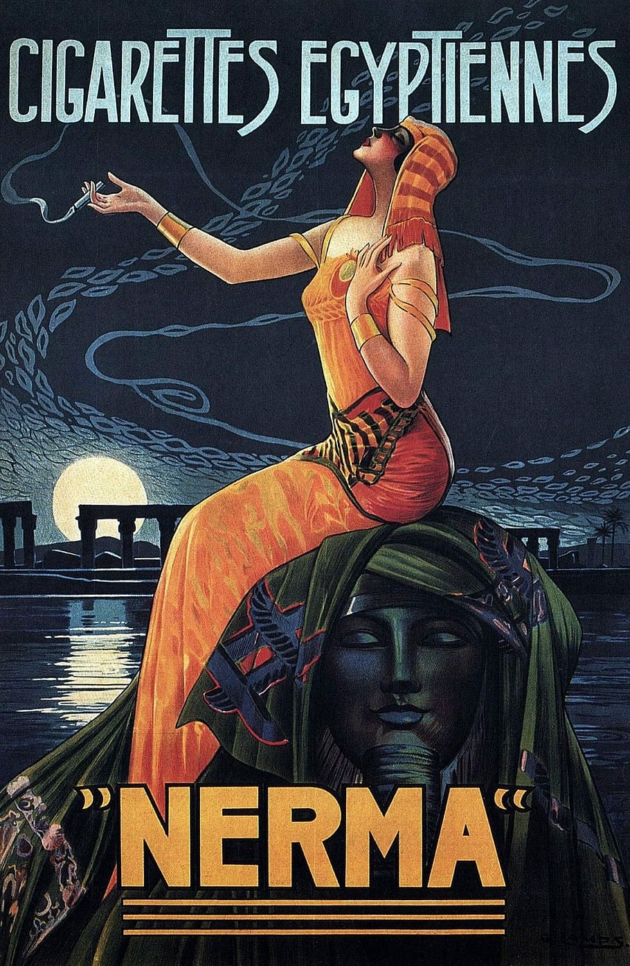 HD wallpaper: Cigarettes Egytiennes Nerma text, vintage, poster, print, advertisement
