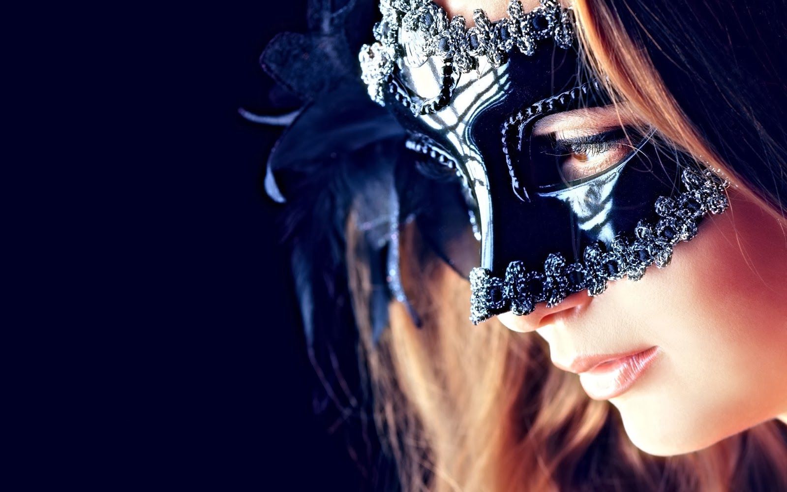 Girl With Beautiful Black Mask HD Wallpaper: w2bPinItButton{ url