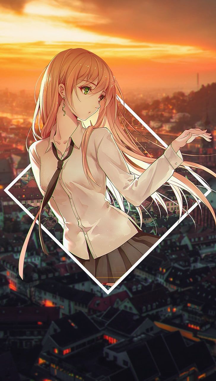 HD Wallpaper: Anime, Anime Girls, Picture In Picture, City, Sunset