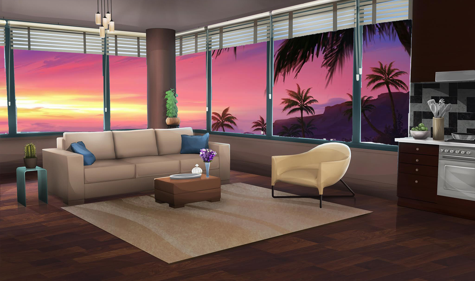 anime living room background